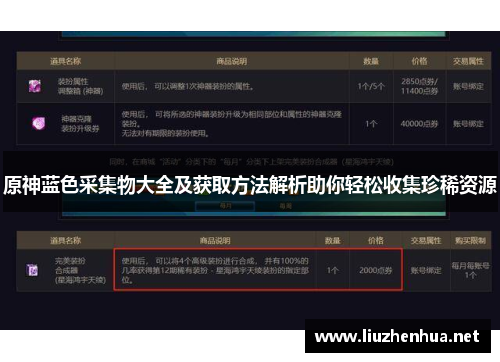 原神蓝色采集物大全及获取方法解析助你轻松收集珍稀资源